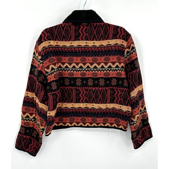 vintage SOUTHWESTERN AZTEC jacket blazer cotton western silver buckle colorful L - Picture 7 of 9